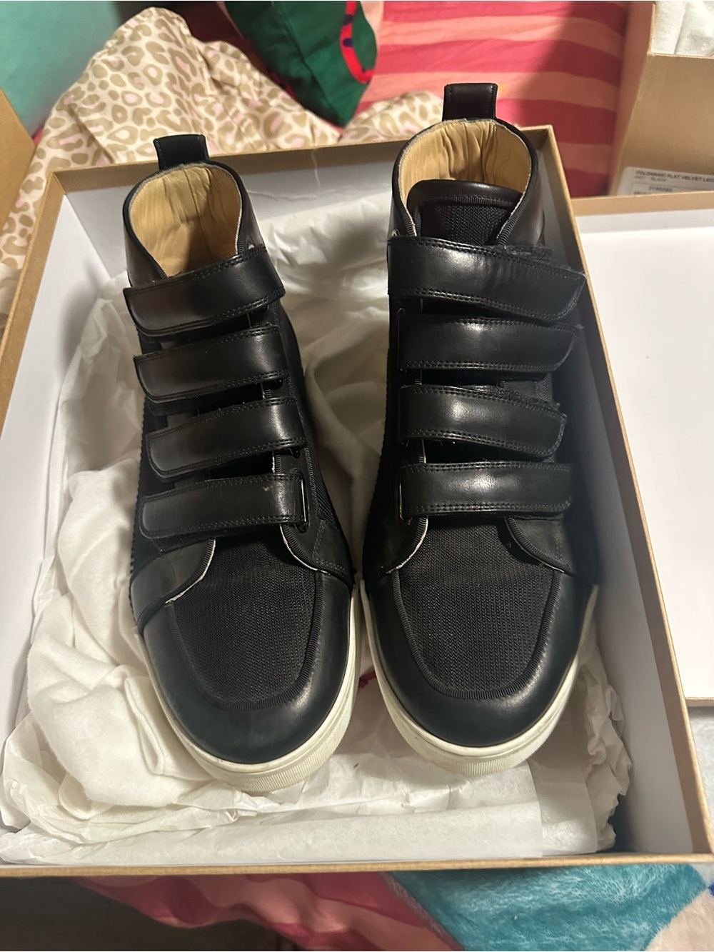 Christian Louboutin Black High-Top Strap Sneakers